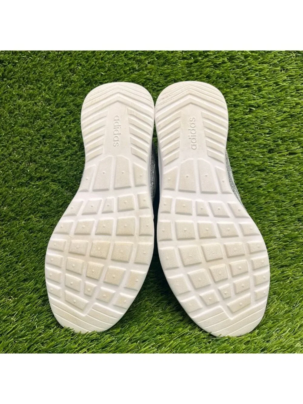 Adidas QT Racer Womens Size 7.5 Gray White Blue Athletic Running Shoes Sneakers